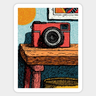 Vintage Camera on Table | Film Photography Art Sticker